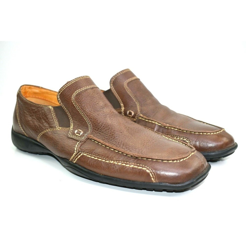 Sandro Moscoloni Men's Brown Pebbled Leather Slip On Loafers Shoes Size 8 D